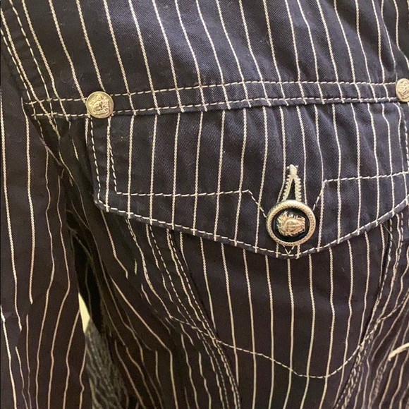Gianni Versace Jean couture pinstripe blue Jean jacket vintage Medusa jacket - Picture 8 of 8